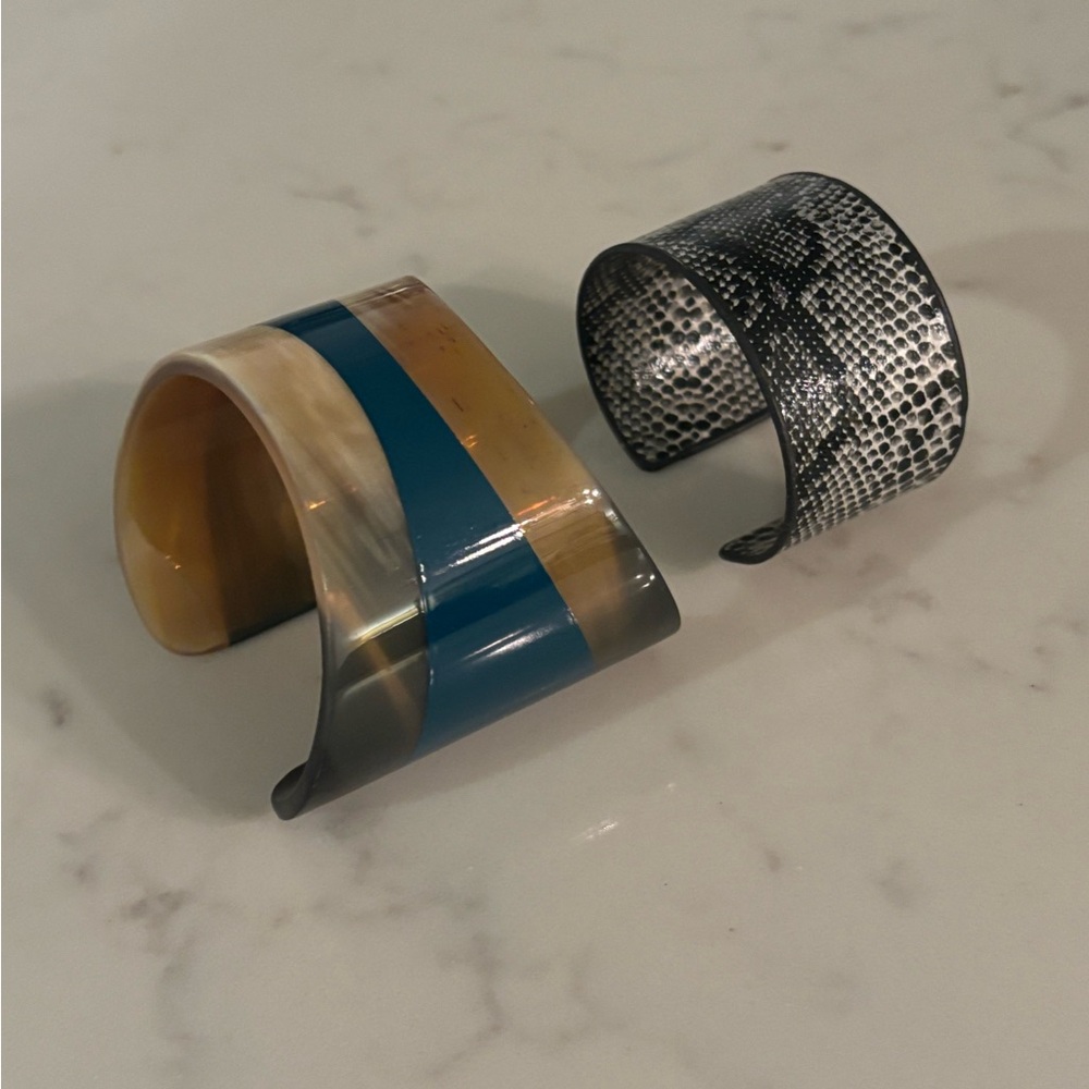 Cuff Bracelet Bundle – Resin Stripe & Faux Snakeskin